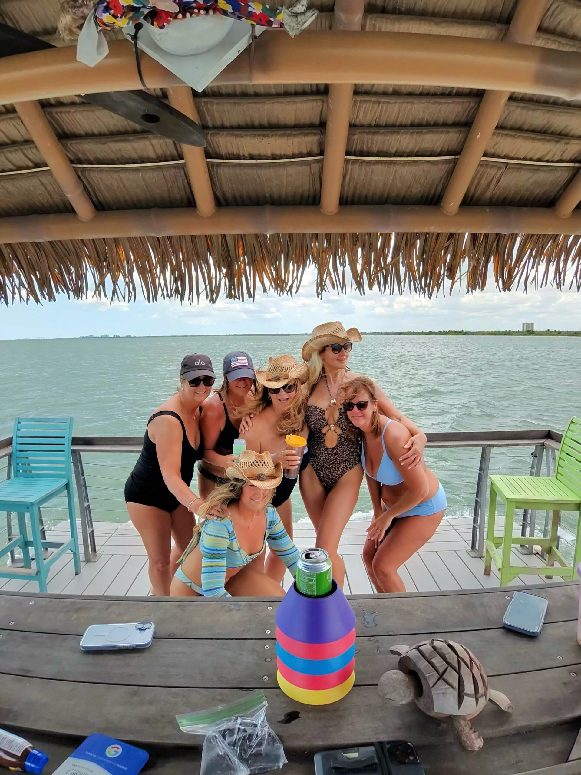 Guests having fun on the tiki boat